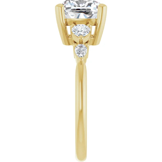14K White Gold 2.02 CTW Cushion-Cut Lab Grown Diamond Engagement Ring with Solitaire and Pavé Band