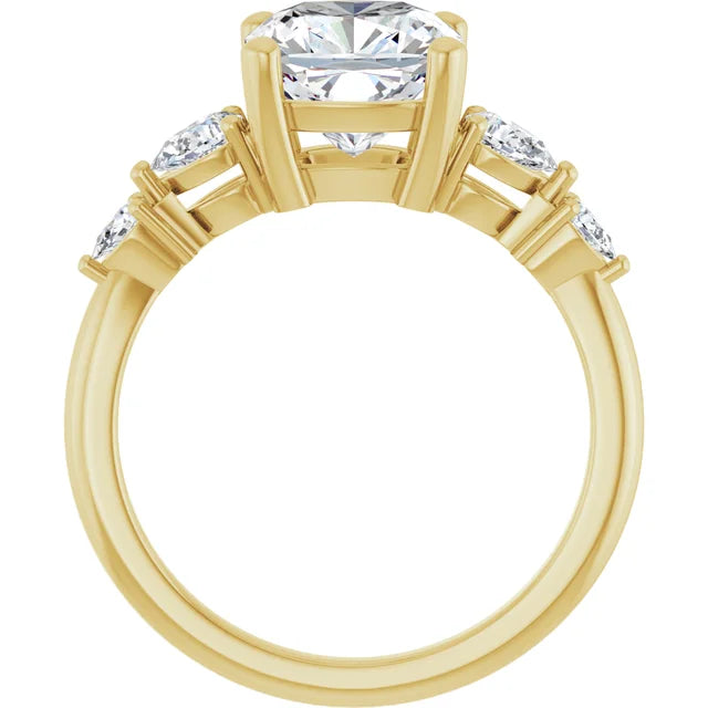 14K White Gold 2.02 CTW Cushion-Cut Lab Grown Diamond Engagement Ring with Solitaire and Pavé Band