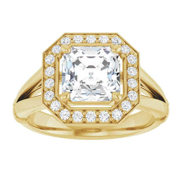 14K White Gold 2.04 CTW Asscher Halo Lab Grown Diamond Engagement Ring