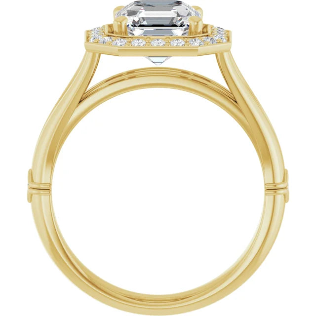 14K White Gold 2.04 CTW Asscher Halo Lab Grown Diamond Engagement Ring