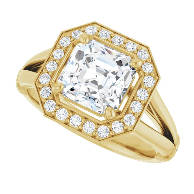14K White Gold 2.04 CTW Asscher Halo Lab Grown Diamond Engagement Ring