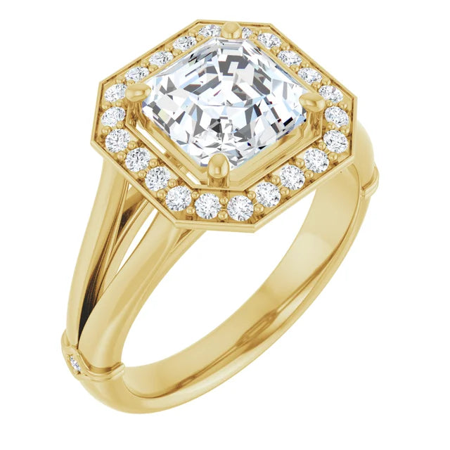 14K White Gold 2.04 CTW Asscher Halo Lab Grown Diamond Engagement Ring