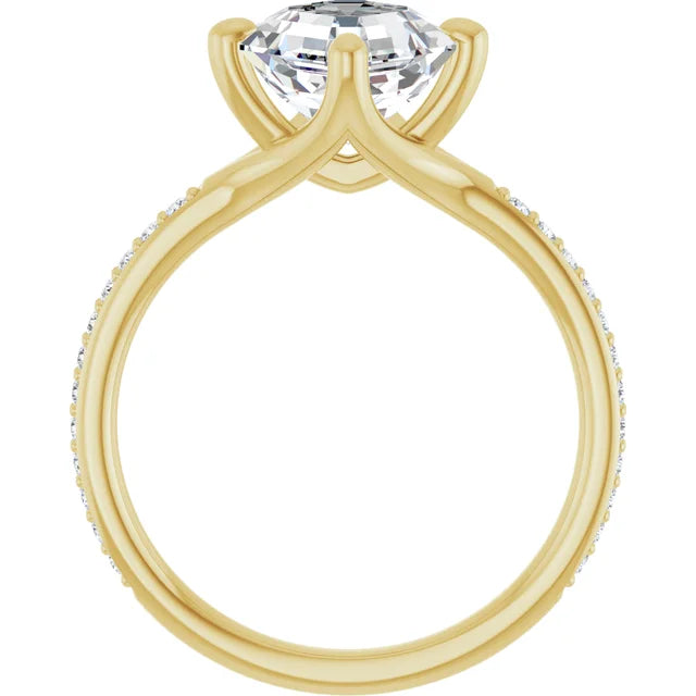 14K White Gold 2.05 CTW Asscher-Cut Lab Grown Diamond Engagement Ring with Solitaire and Pavé Band