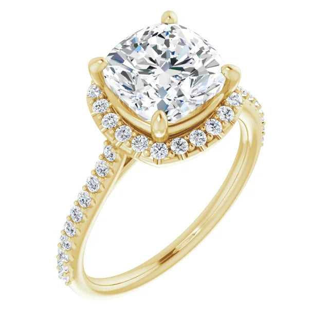 14K White Gold 2.08 CTW Cushion Halo Lab Grown Diamond Engagement Ring