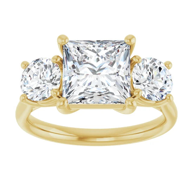 14K White Gold 2.19 CTW Princess-Cut Lab Grown Diamond Three Stone Engagement Ring