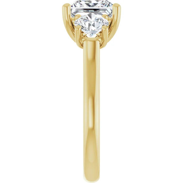 14K White Gold 2.19 CTW Princess-Cut Lab Grown Diamond Three Stone Engagement Ring
