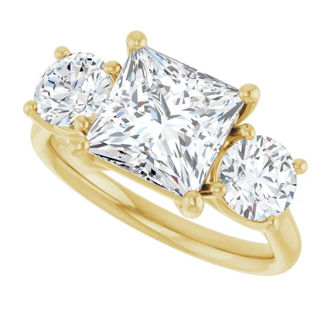 14K White Gold 2.19 CTW Princess-Cut Lab Grown Diamond Three Stone Engagement Ring