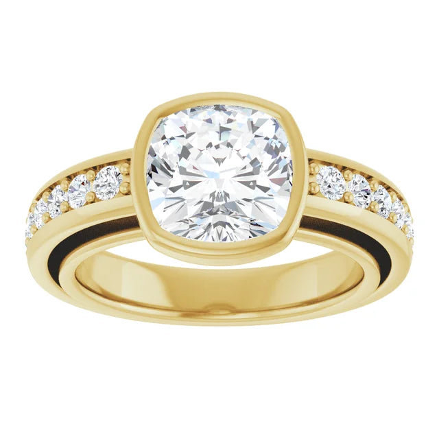 14K White Gold 2.26 CTW Cushion-Cut Lab Grown Diamond Bezel Engagement Ring