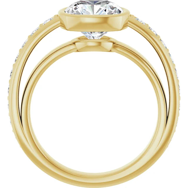 14K White Gold 2.26 CTW Cushion-Cut Lab Grown Diamond Bezel Engagement Ring