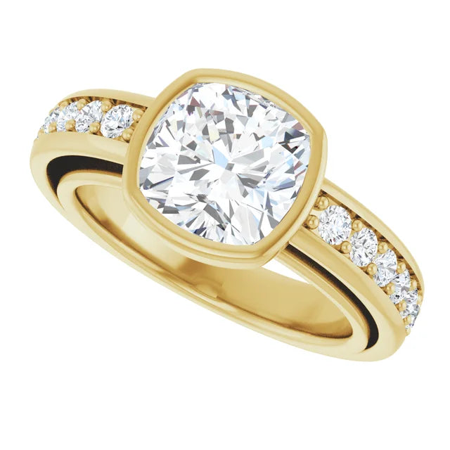 14K White Gold 2.26 CTW Cushion-Cut Lab Grown Diamond Bezel Engagement Ring