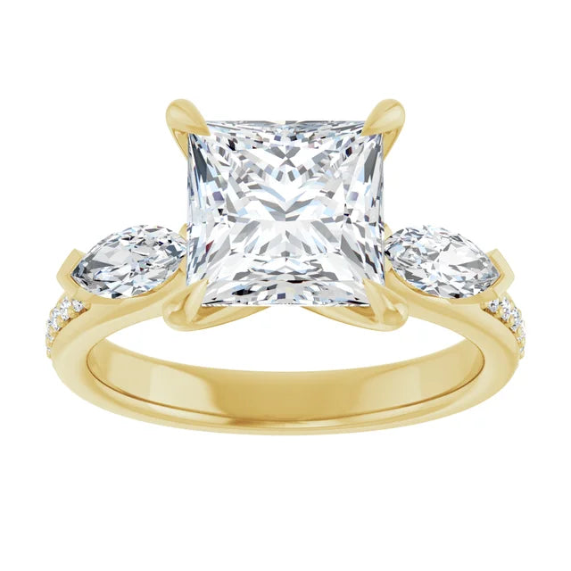 14K White Gold 2.35 CTW Princess-Cut Lab Grown Diamond Three Stone Engagement Ring