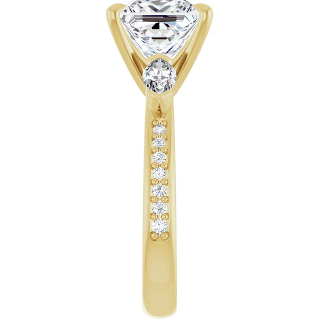 14K White Gold 2.35 CTW Princess-Cut Lab Grown Diamond Three Stone Engagement Ring