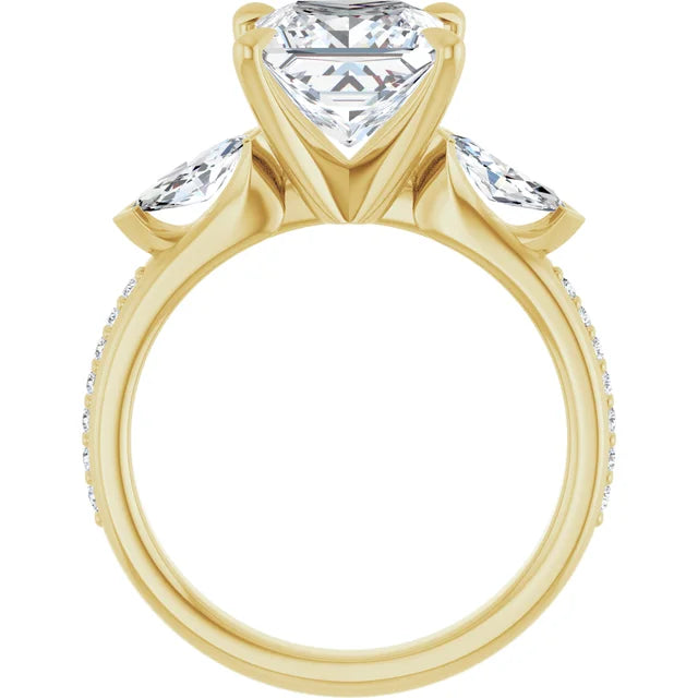 14K White Gold 2.35 CTW Princess-Cut Lab Grown Diamond Three Stone Engagement Ring