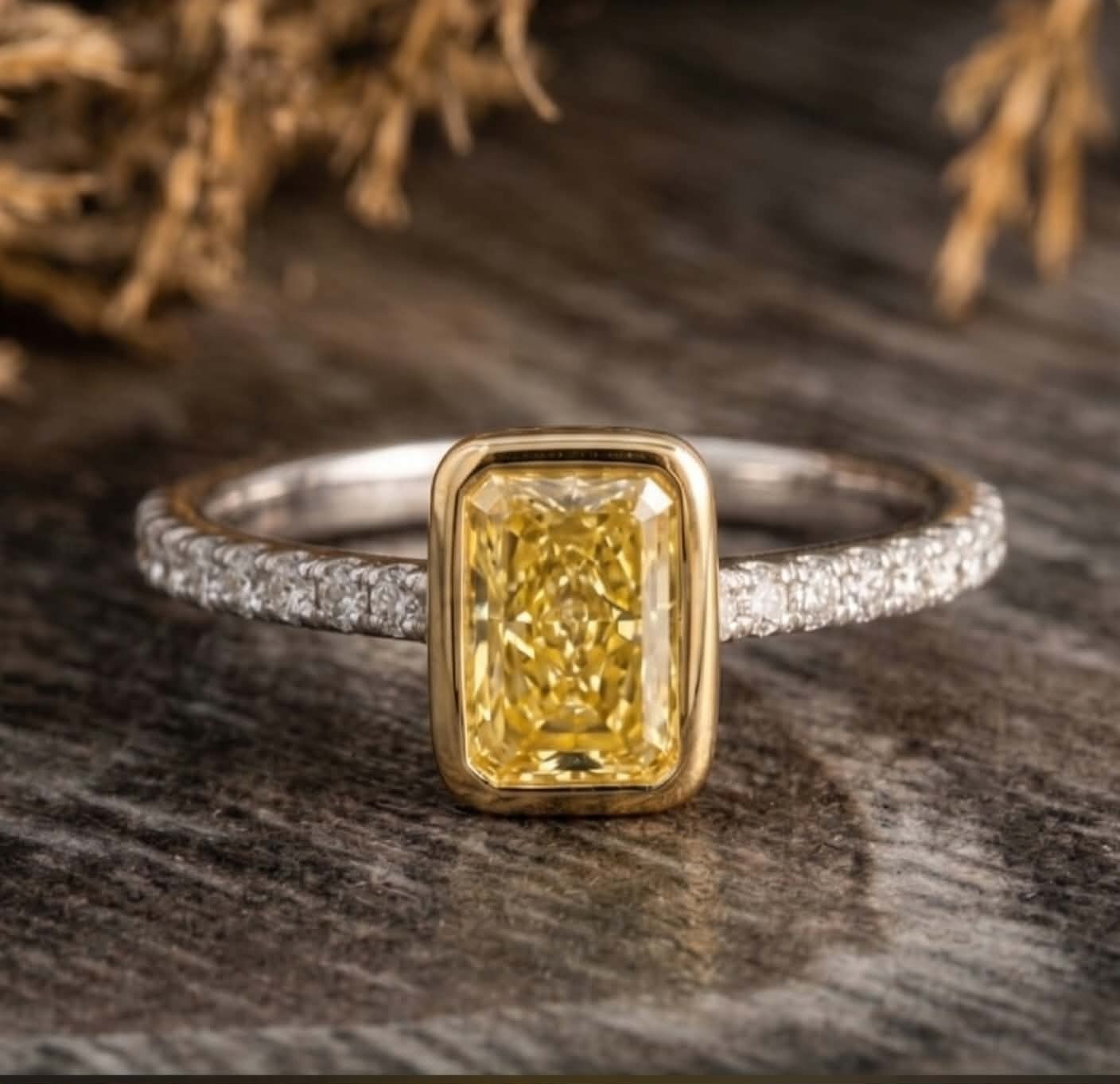 14K Two Tone Ring with 0.79 CTW Natural Yellow and White Diamonds