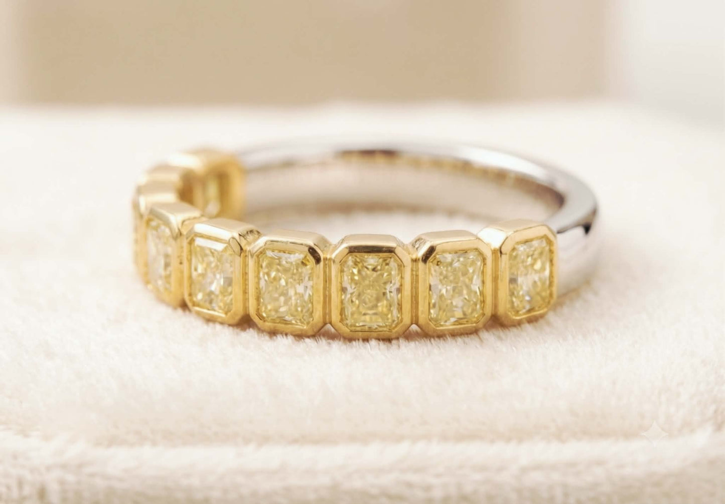 14K Two Tone Ring with 1.12 CTW Natural Yellow Diamonds