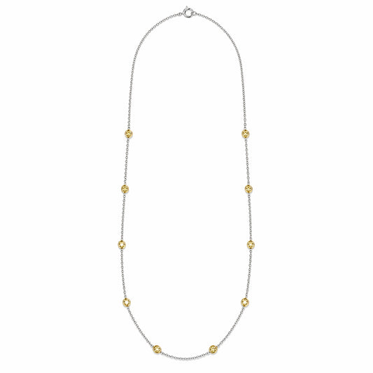 14K Two Tone Station Necklace with 1.08ctc of Natural Yellow Oval Diamonds