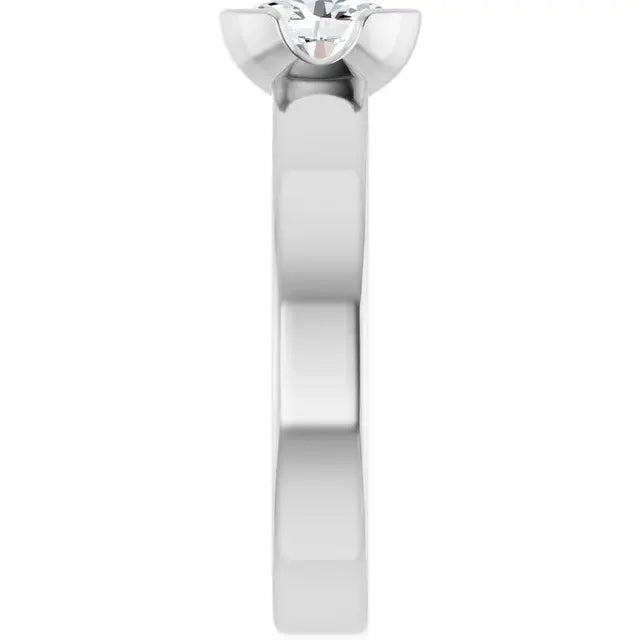 14K White Gold 0.51 CTW Oval-Cut Diamond Engagement Ring with Bezel Setting-