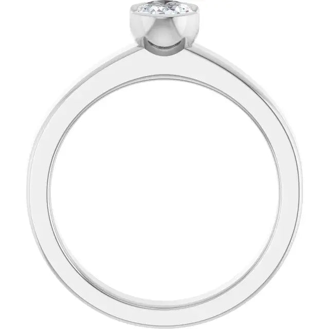 14K White Gold 0.51 CTW Oval-Cut Diamond Engagement Ring with Bezel Setting-