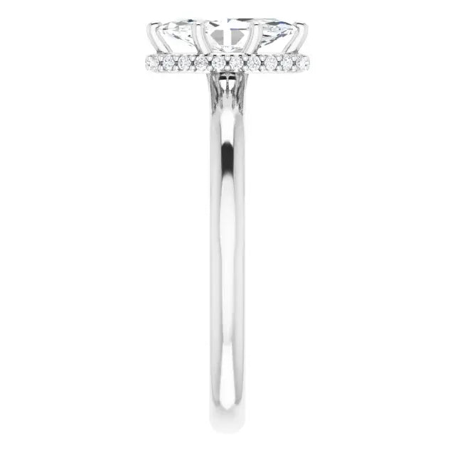 14K White Gold 0.56 CTW Marquise-Cut Diamond Engagement Ring with a Hidden Halo Setting-
