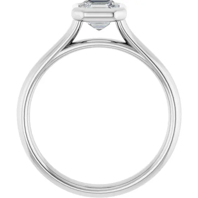 14K White Gold 0.70 CTW Asscher-Cut Diamond Engagement Ring with Bezel Setting