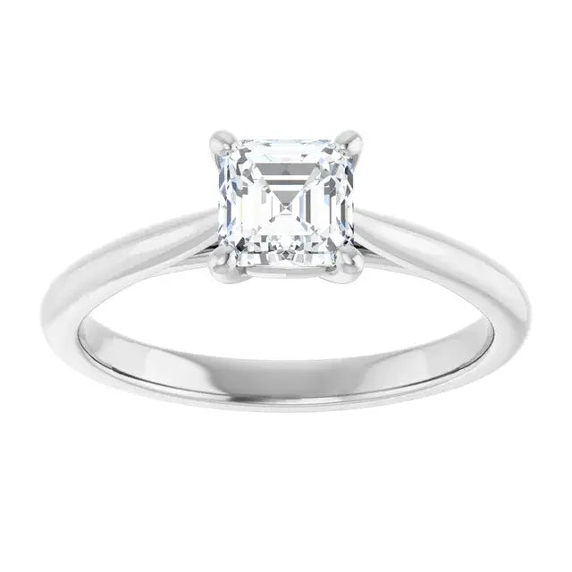 14K White Gold 0.70 CTW Asscher-Cut Diamond Engagement Ring with Classic Solitaire Setting