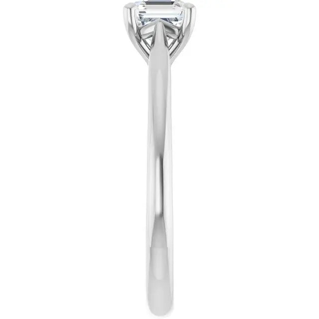 14K White Gold 0.70 CTW Asscher-Cut Diamond Engagement Ring with Classic Solitaire Setting