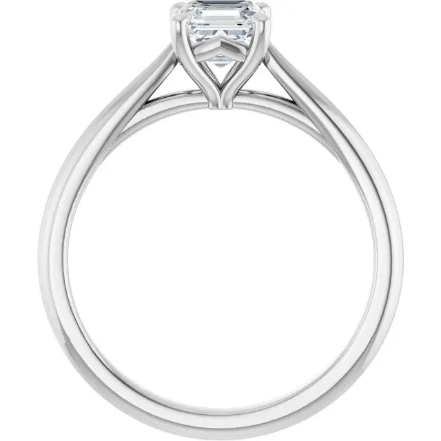 14K White Gold 0.70 CTW Asscher-Cut Diamond Engagement Ring with Classic Solitaire Setting