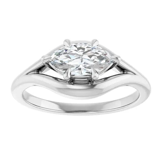 14K White Gold 0.70 CTW Marquise-Cut Solitaire Diamond Engagement Ring with a Split Shank-