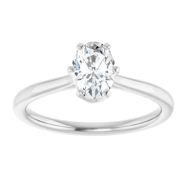 14K White Gold 0.70 CTW Oval-Cut Diamond Engagement Ring with Basket Solitaire Setting-