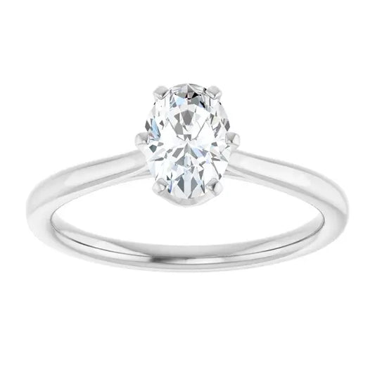 14K White Gold 0.70 CTW Oval-Cut Diamond Engagement Ring with Basket Solitaire Setting-