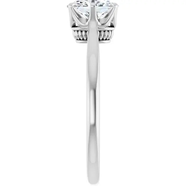 14K White Gold 0.70 CTW Oval-Cut Diamond Engagement Ring with Basket Solitaire Setting-
