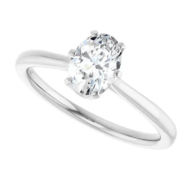 14K White Gold 0.70 CTW Oval-Cut Diamond Engagement Ring with Basket Solitaire Setting-