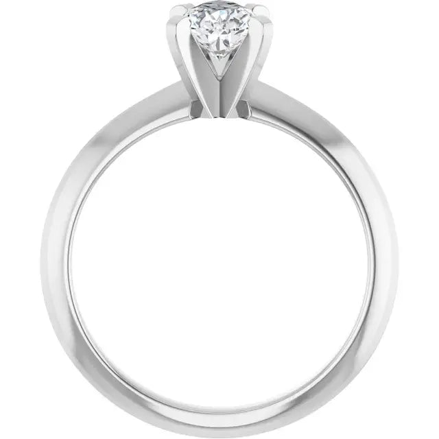 14K White Gold 0.70 CTW Pear-Cut Diamond Engagement Ring with Chevron Prong Solitaire Setting-