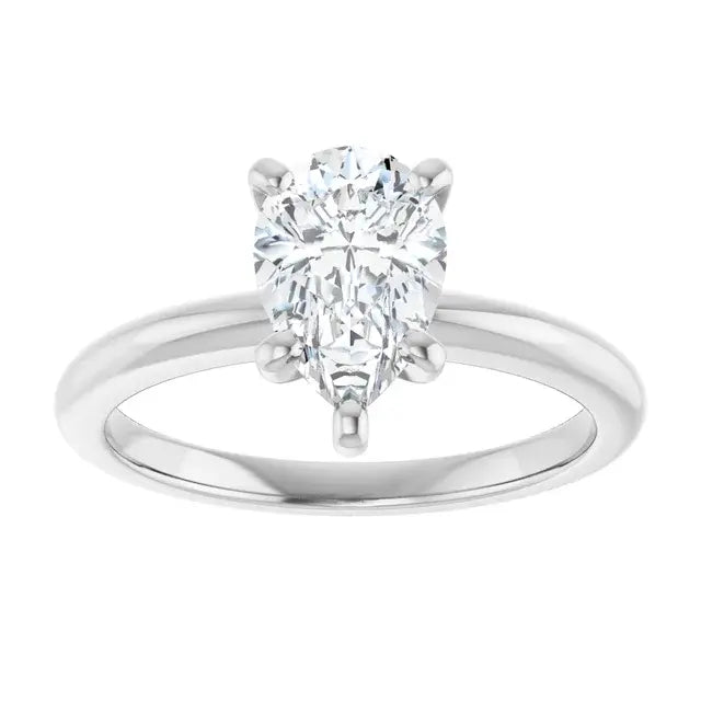 14K White Gold 0.70 CTW Pear-Cut Diamond Engagement Ring with Solitaire Setting-