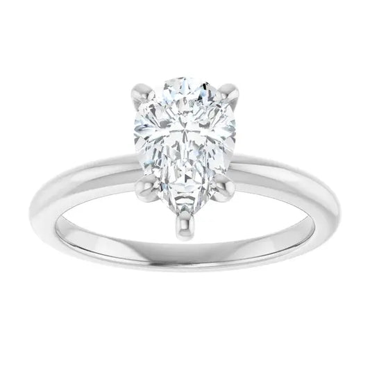 14K White Gold 0.70 CTW Pear-Cut Diamond Engagement Ring with Solitaire Setting-