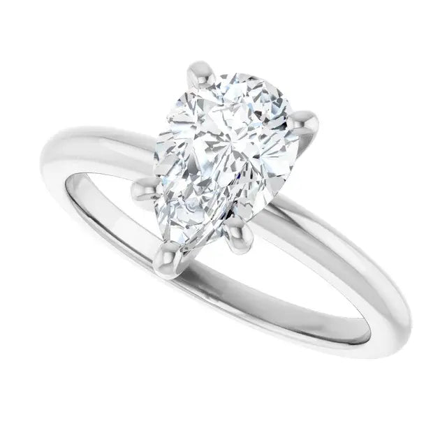 14K White Gold 0.70 CTW Pear-Cut Diamond Engagement Ring with Solitaire Setting-