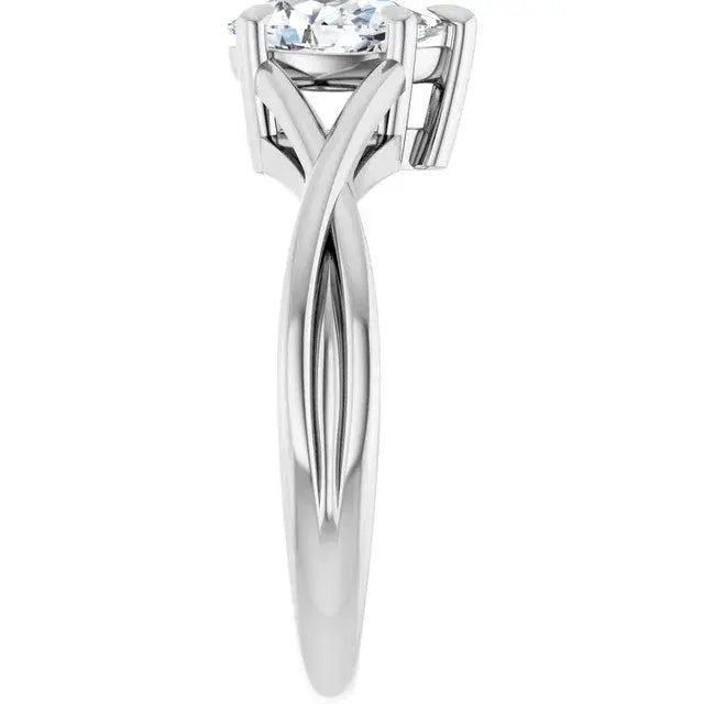 14K White Gold 0.70 CTW Pear-Cut Diamond Engagement Ring with Twisted Cathedral Setting-
