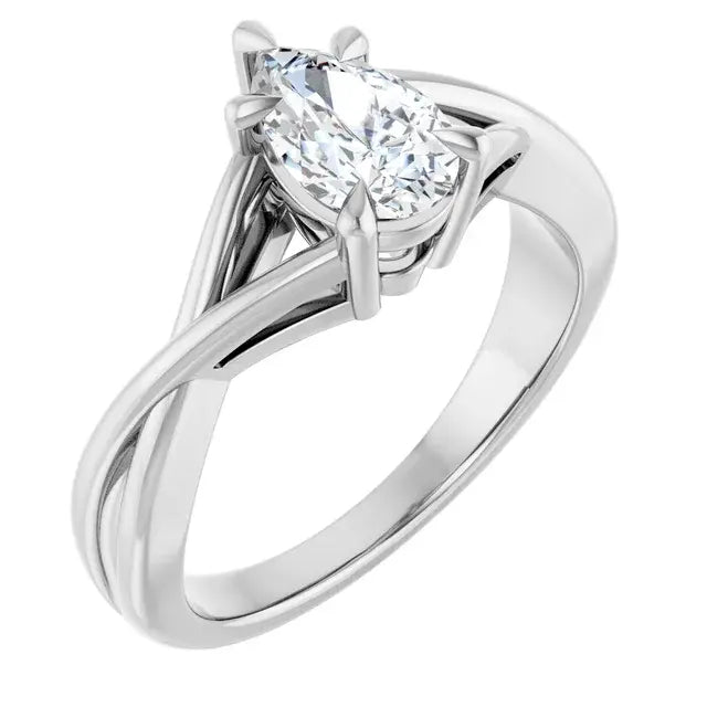 14K White Gold 0.70 CTW Pear-Cut Diamond Engagement Ring with Twisted Cathedral Setting-