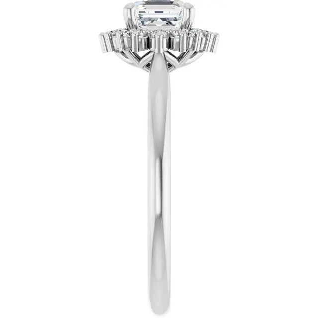 14K White Gold 0.75 CTW Asscher-Cut Diamond Engagement Ring with Cathedral Halo Setting