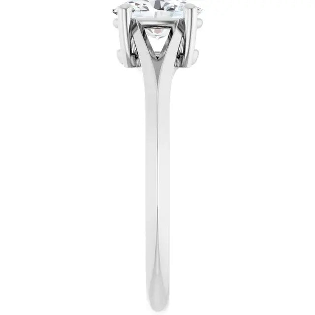 14K White Gold 0.80 CTW Oval-Cut Diamond Engagement Ring with Cathedral Solitaire Setting-