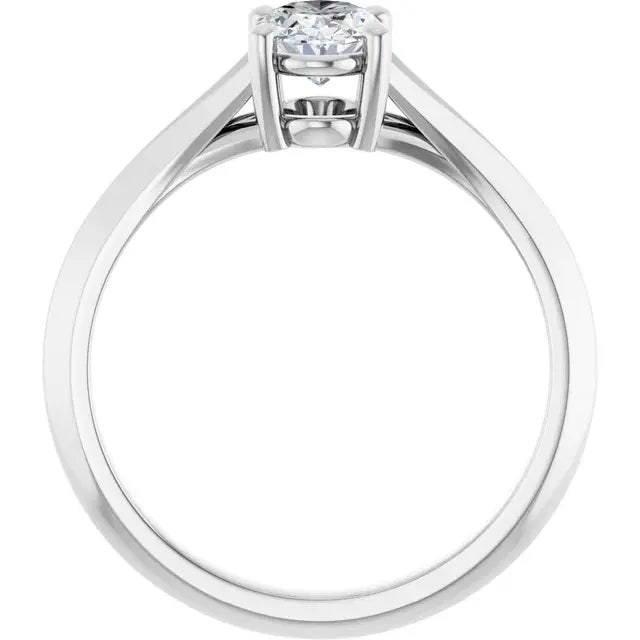 14K White Gold 0.80 CTW Oval-Cut Diamond Engagement Ring with Cathedral Solitaire Setting-
