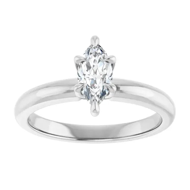 14K White Gold 0.91 CTW Marquise Solitaire Lab Grown Diamond Engagement Ring
