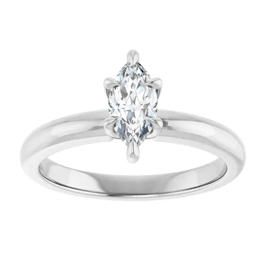 14K White Gold 0.91 CTW Marquise Solitaire Lab Grown Diamond Engagement Ring