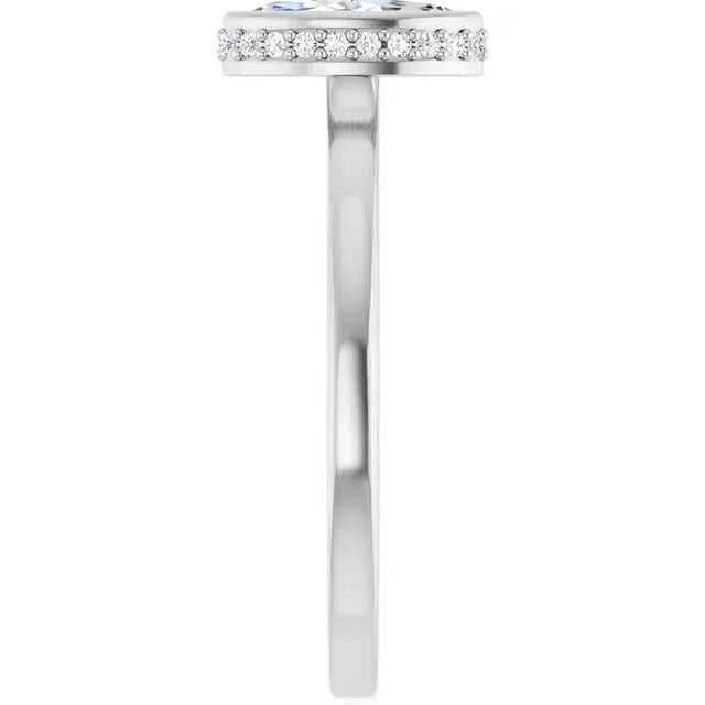 14K White Gold 0.96 CTW Marquise-Cut Lab Grown Diamond Hidden Halo Engagement Ring