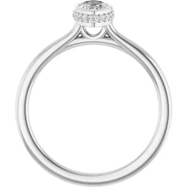 14K White Gold 0.96 CTW Marquise-Cut Lab Grown Diamond Hidden Halo Engagement Ring