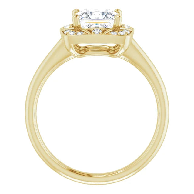 14K White Gold 1.77 CTW Princess Halo Vintage Inspired Lab Grown Diamond Engagement Ring-Pauls Jewelers