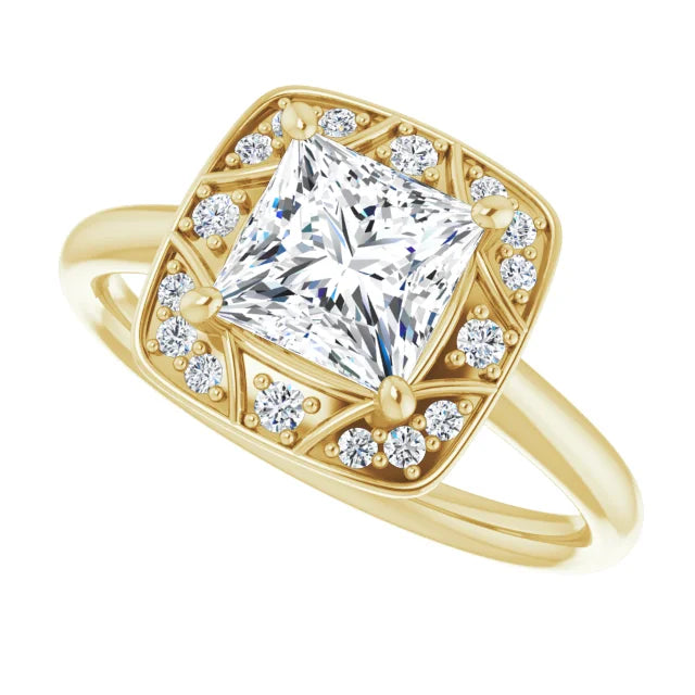 14K White Gold 1.77 CTW Princess Halo Vintage Inspired Lab Grown Diamond Engagement Ring-Pauls Jewelers