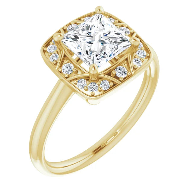 14K White Gold 1.77 CTW Princess Halo Vintage Inspired Lab Grown Diamond Engagement Ring-Pauls Jewelers