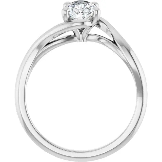 14K White Gold 1.00 CTW Pear-Cut Diamond Engagement Ring with Bypass Solitaire Setting-