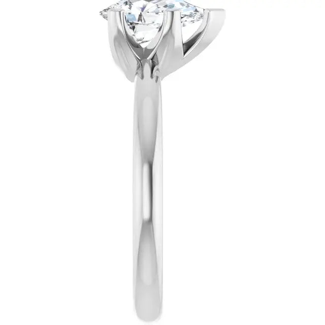 14K White Gold 1.00 CTW Pear-Cut Diamond Engagement Ring with Chevron Prong Solitaire Setting-
